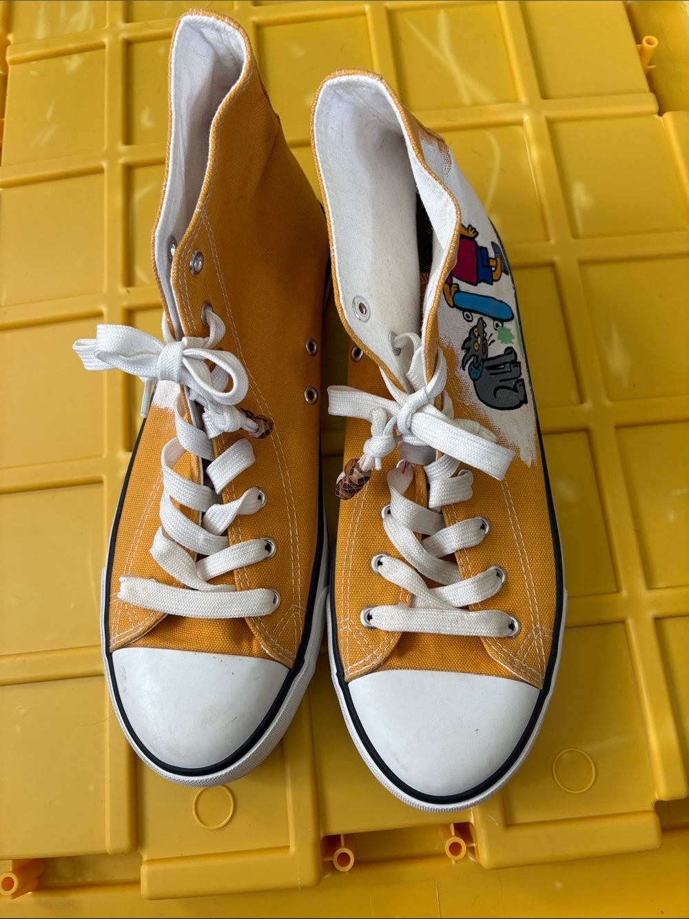 Kids Yellow Canvas High-Top Sneakers - Unbranded